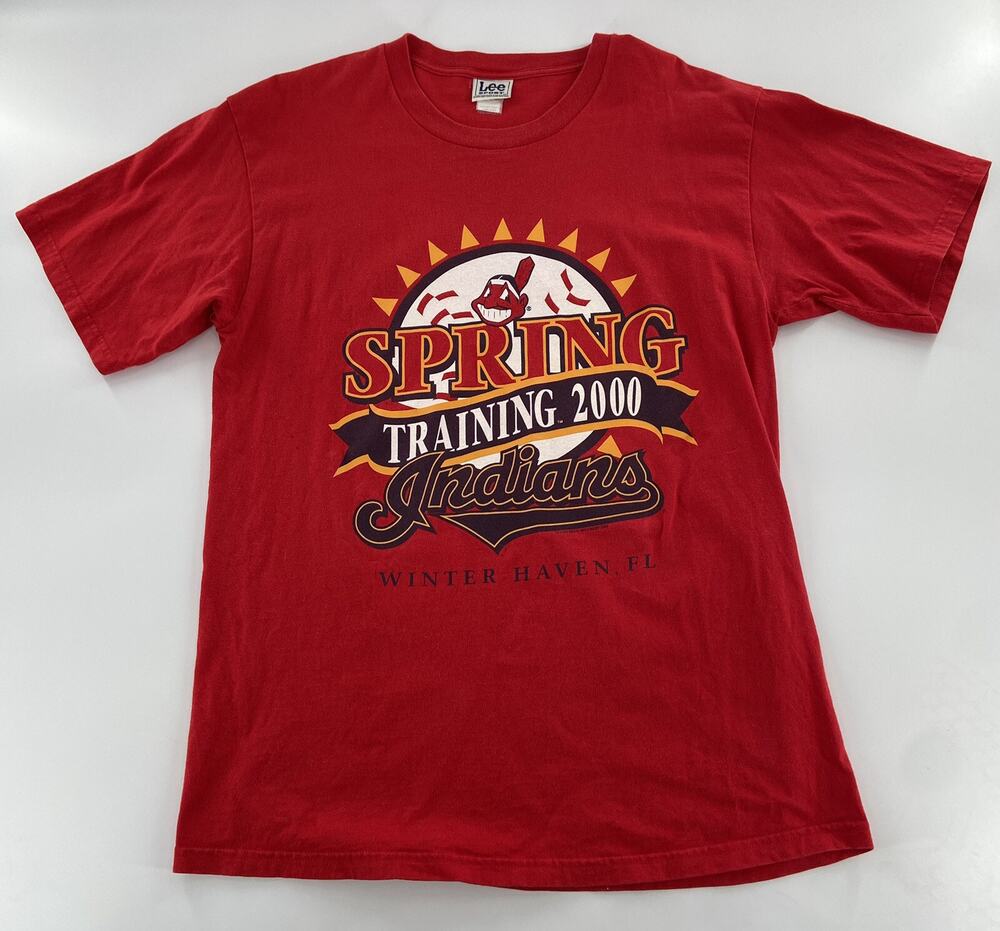 VINTAGE Cleveland Indians Shirt Adult Large Red Chief Wahoo Spring Training Mens